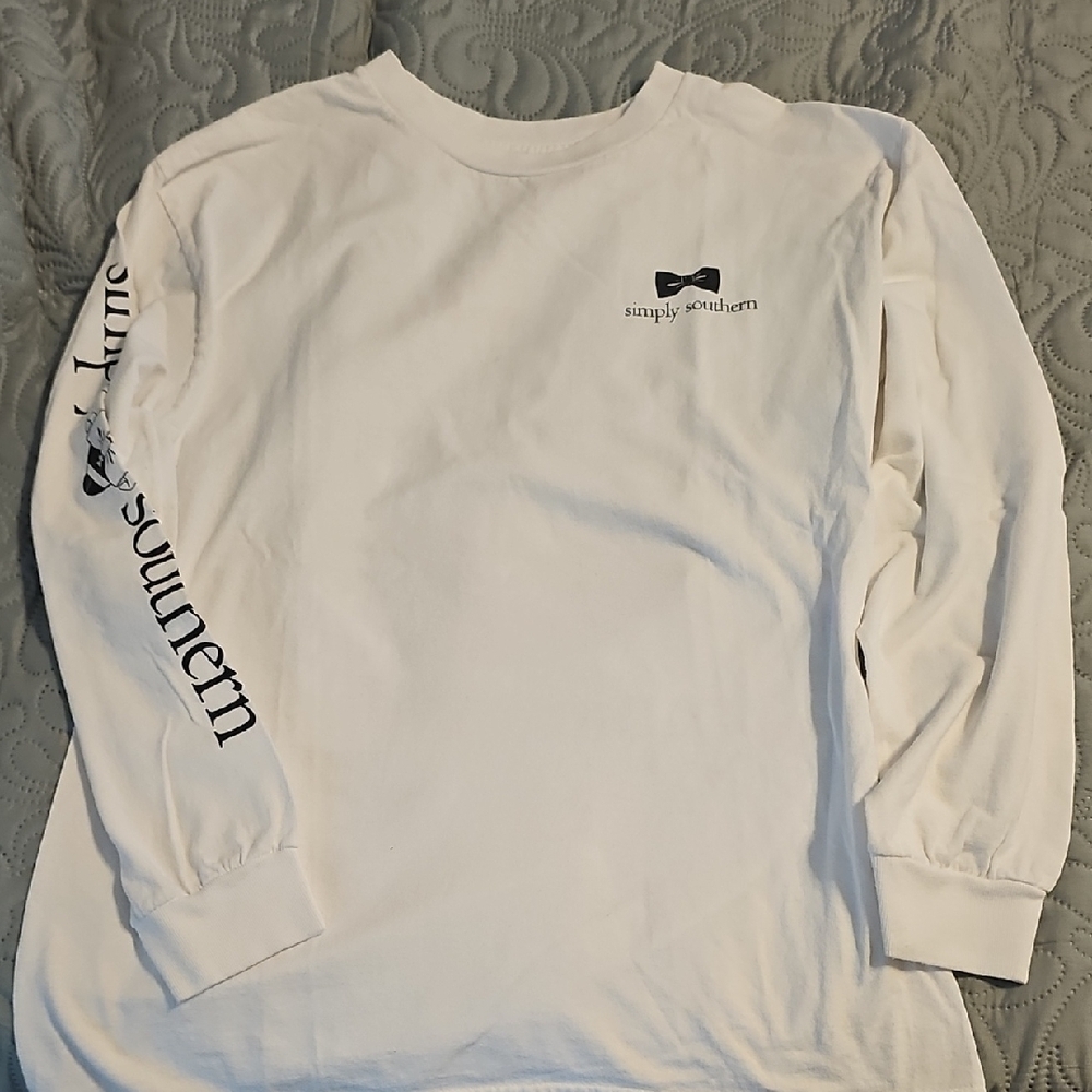 Simply Southern White Long Sleeve Tee with Black Logo